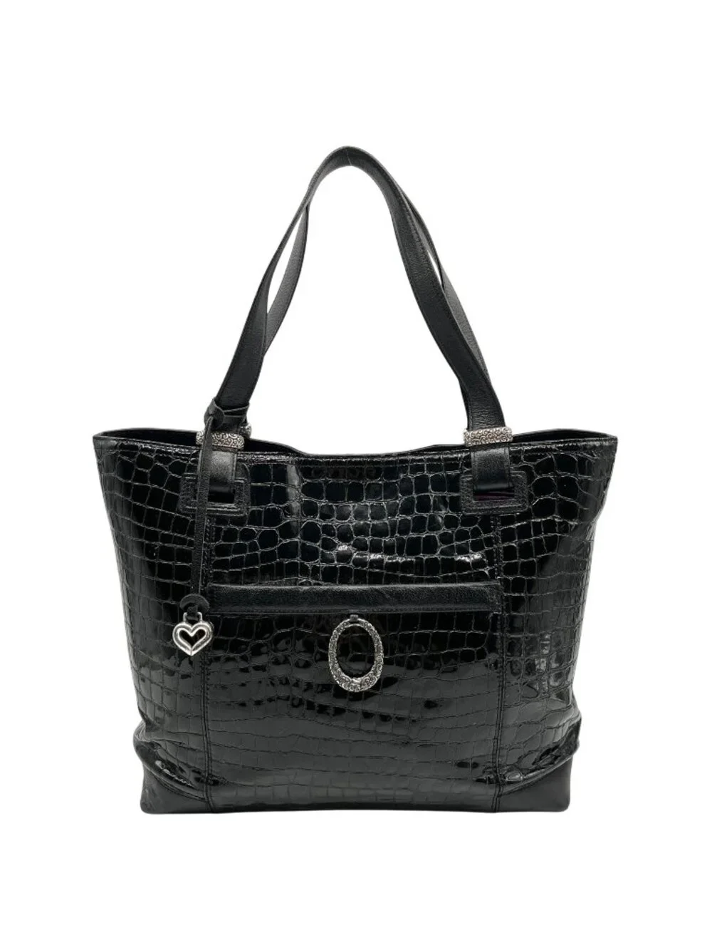 Brighton Black Patent Leather Jetson Laptop Tote Bag